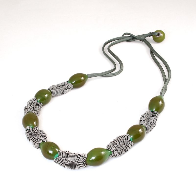 necklace venice murano glass rita dark green