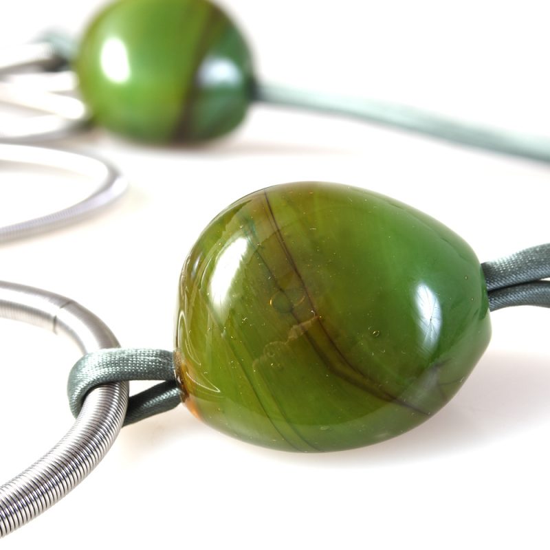 necklace venice murano glass valeria dark green