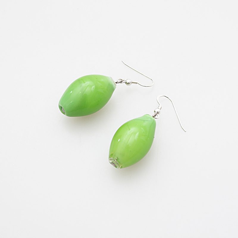 earrings venice murano glass magenta light green